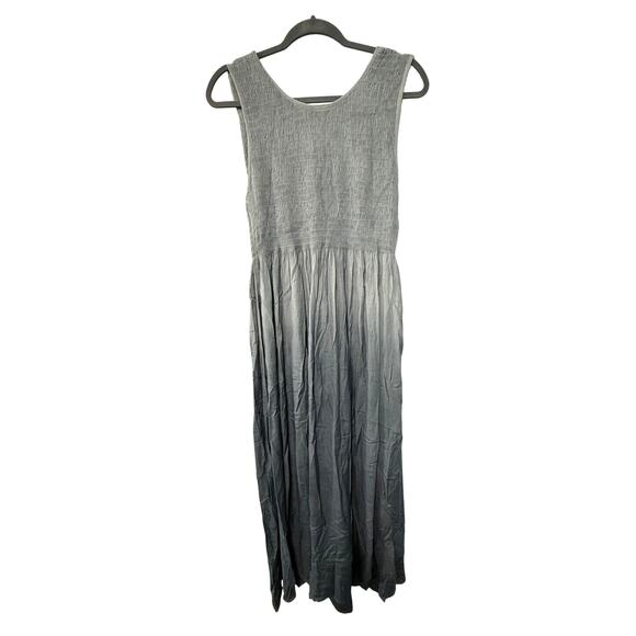 NEW! Sundance L Ombre EMBROIDERED Maxi Dress $198 Smocked Elastic Midi Gray Blue - Picture 3 of 9